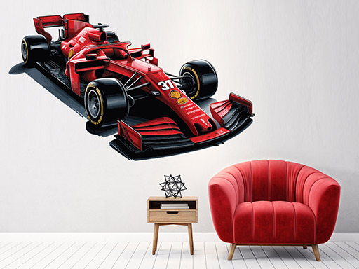 Červená formule F1 samolepky na zeď, Červená formule F1 nálepky na stěnu, Červená formule F1 dekorace na zdi, Červená formule F1 tapety na zdi
